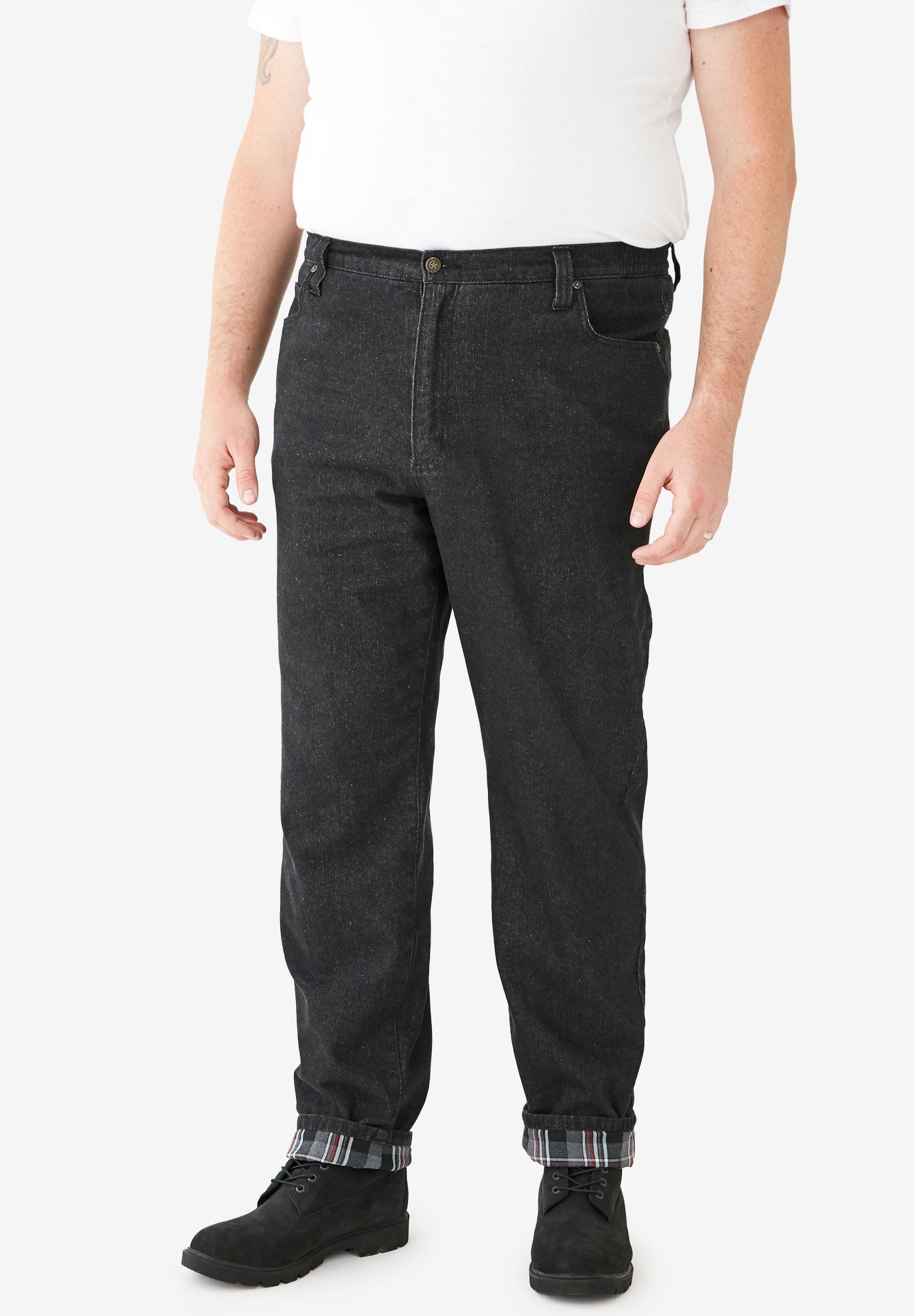 elastic waist flannel lined jeans