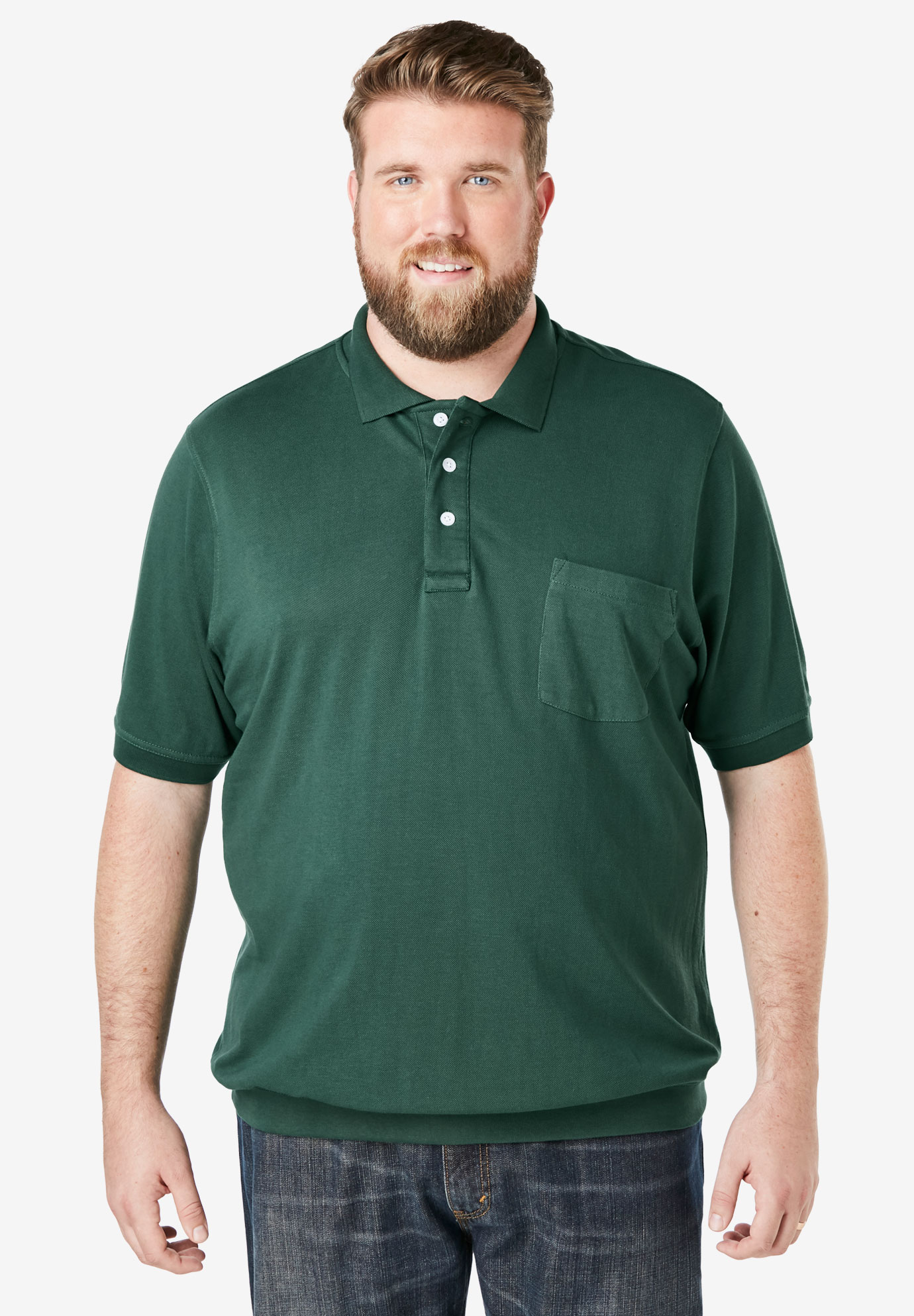 Banded Bottom Pocket Piqué Polo Shirt | King Size