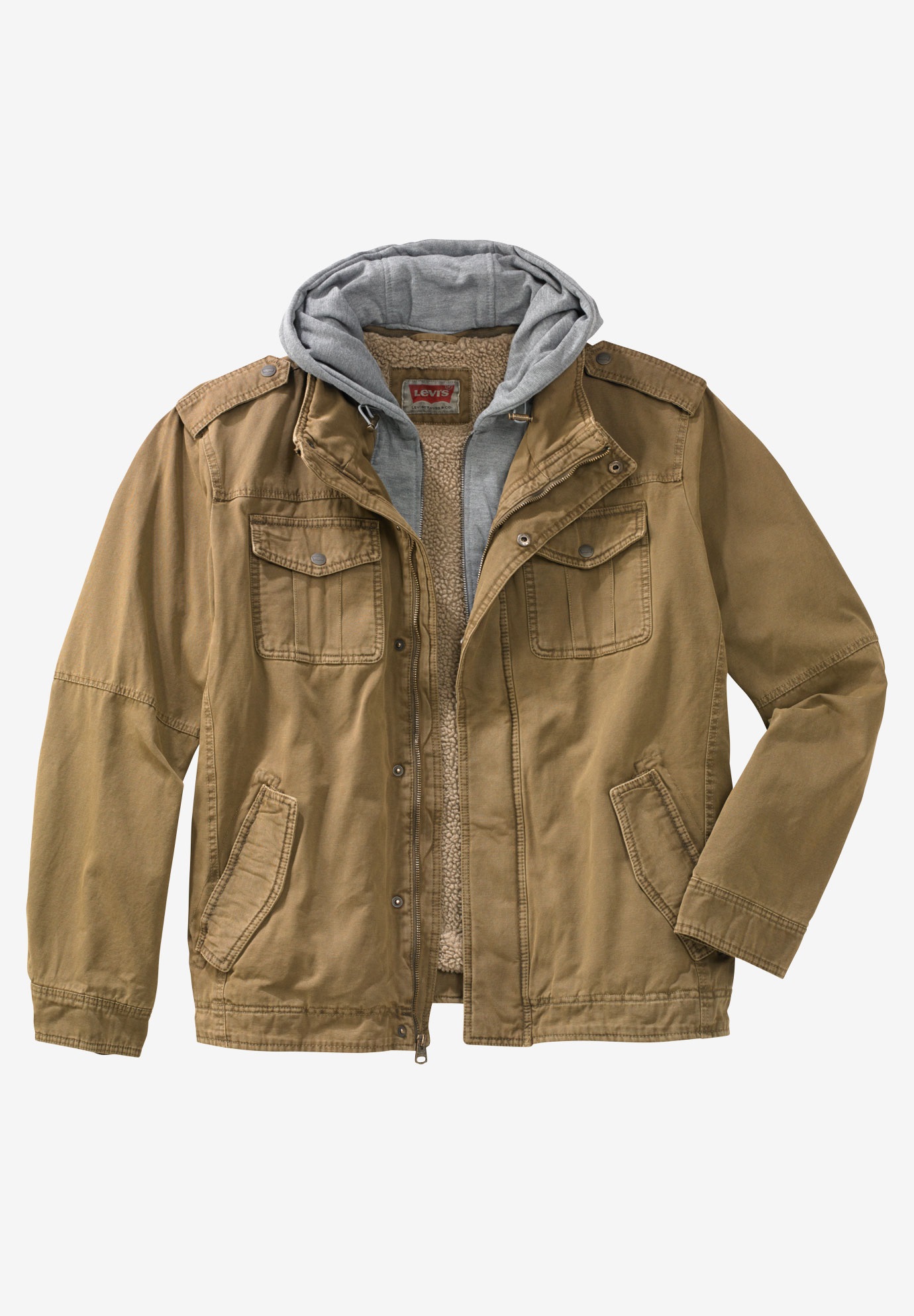 Canvas Hooded Military Jacket by Levi's® | Plus Size Casual Jackets ...