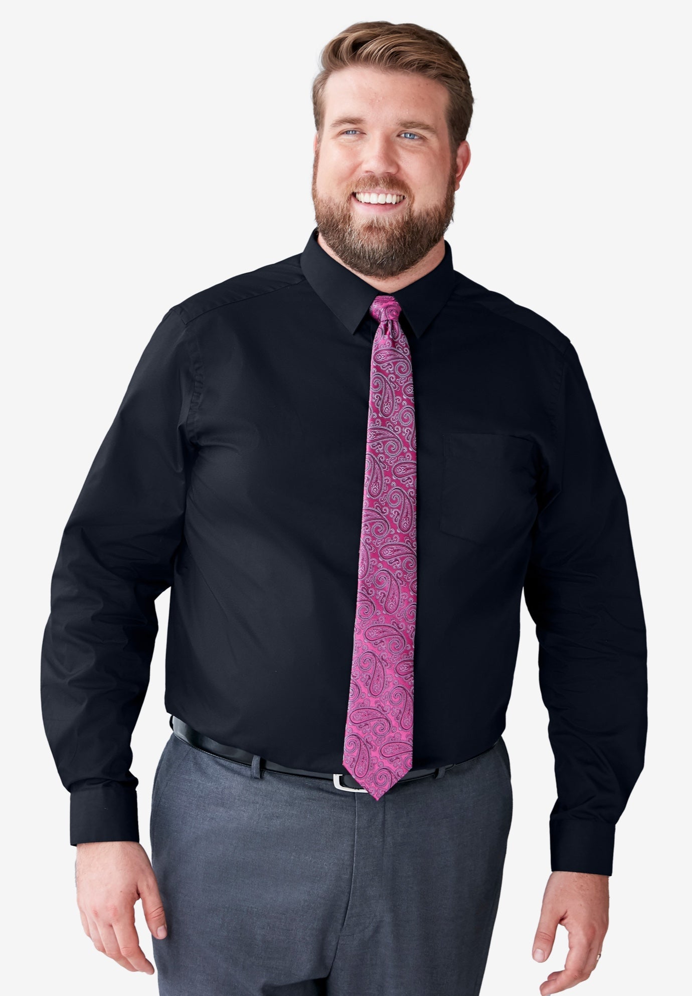 22 35//6 Big KingSize KS Signature Mens Big /& Tall No Hassle Long-Sleeve Dress Shirt Royal Blue