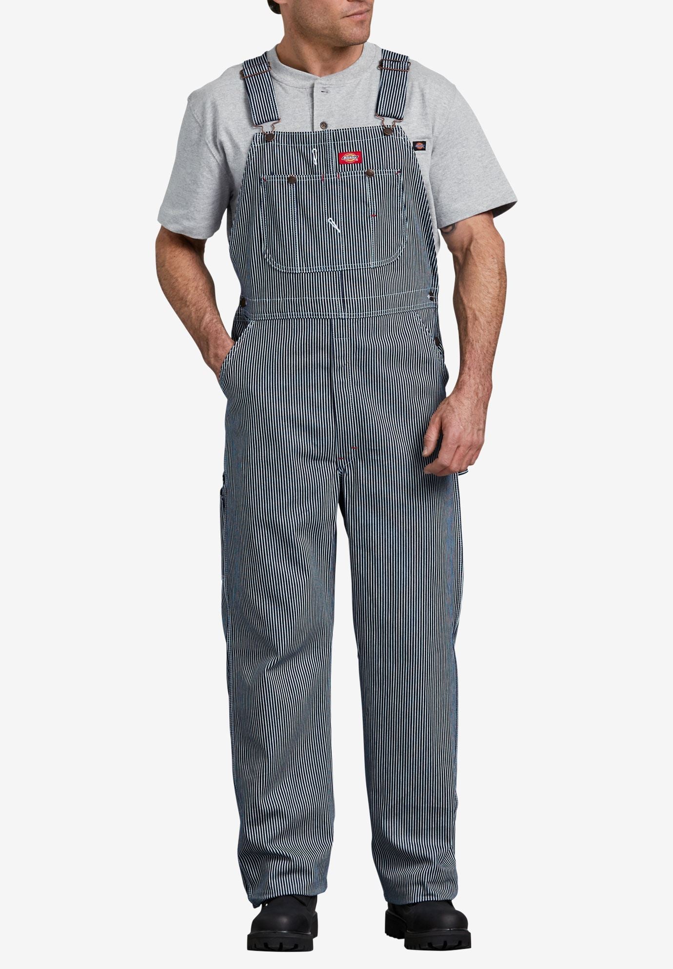 春早割 Hickory Stripe Bib Overalls with Hammer Loop | King Size パンツ