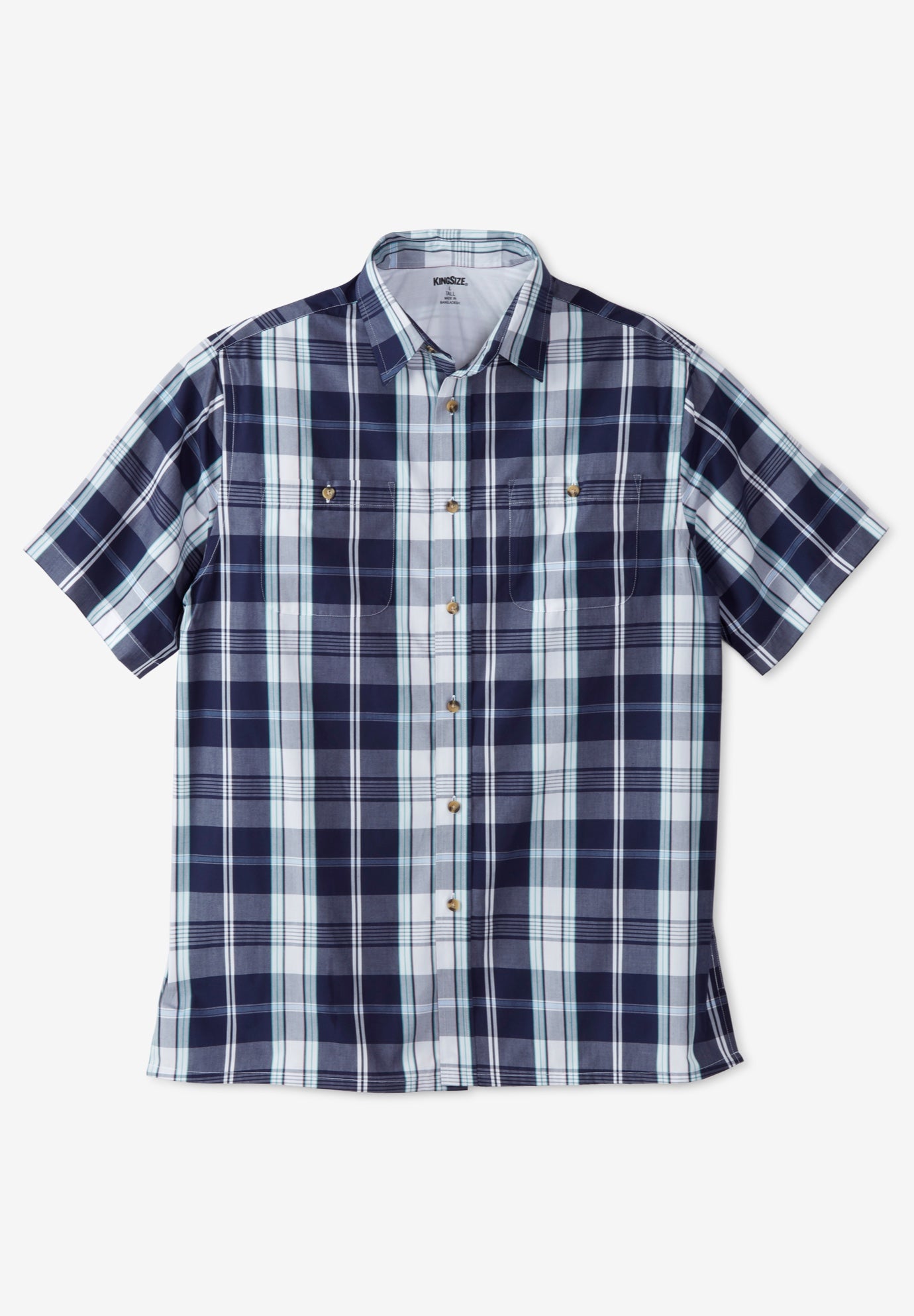 ShortSleeve Plaid Sport Shirt King Size