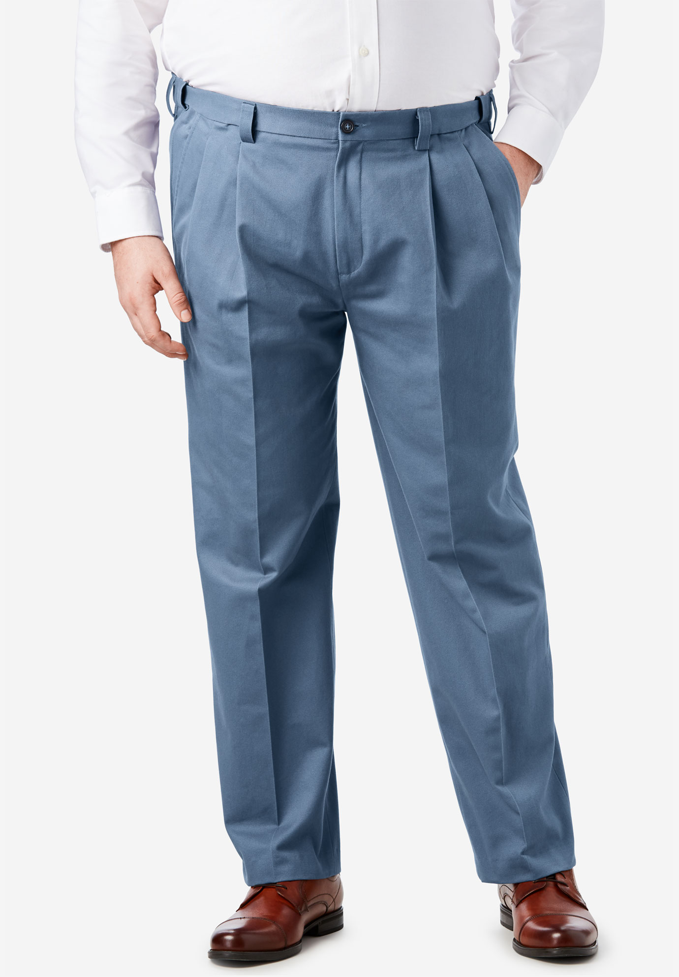Classic Fit Wrinkle-Free Expandable Waist Pleat Front Pants | King Size