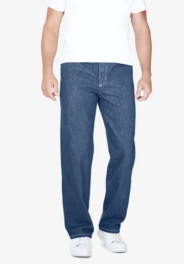 Loose-Fit Side Elastic 5-Pocket Jeans