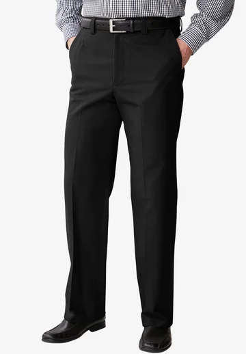 Relaxed Fit Wrinkle-Free Full Elastic Plain Front Pants