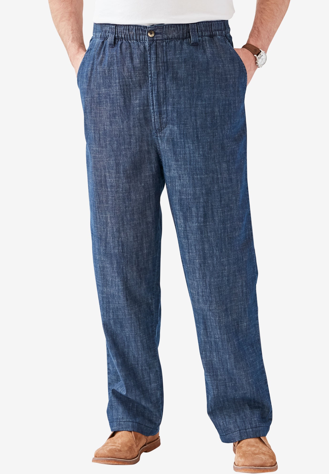 Elastic Waist Pants in Twill or Denim| Big and Tall All Jeans | King Size