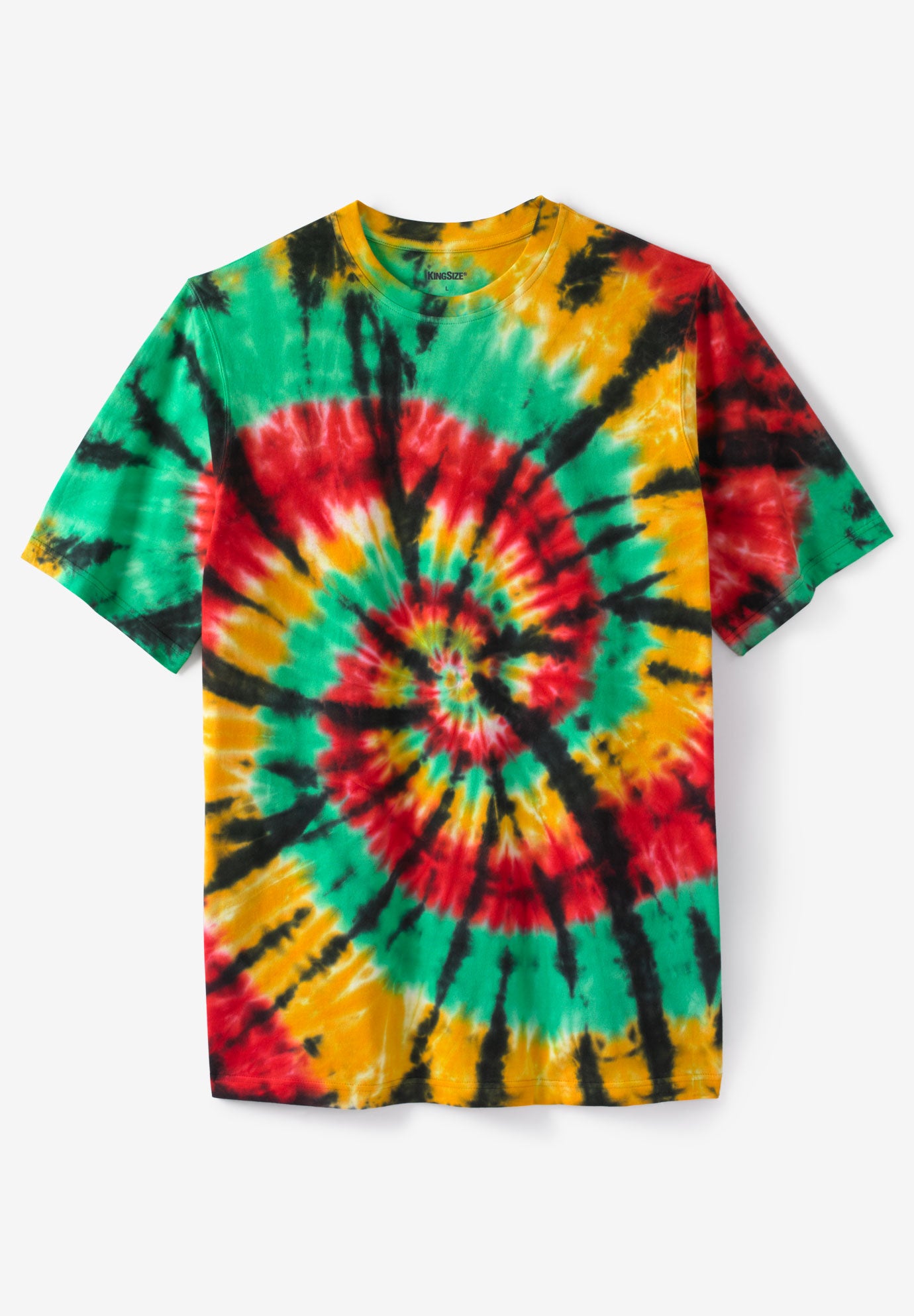 red yellow green tie dye shirt