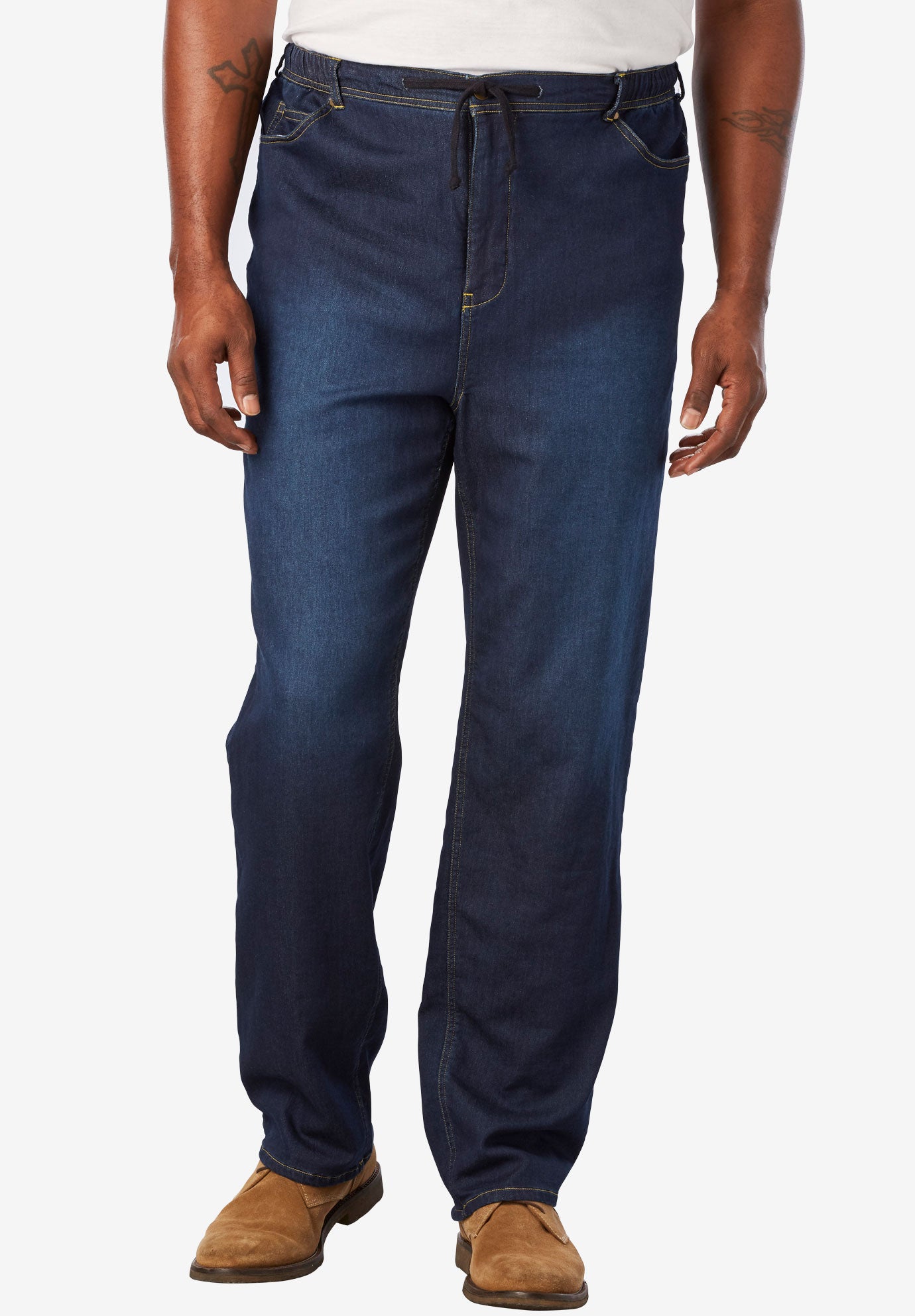 5 Pocket Relaxed Fit Denim Look Sweatpants