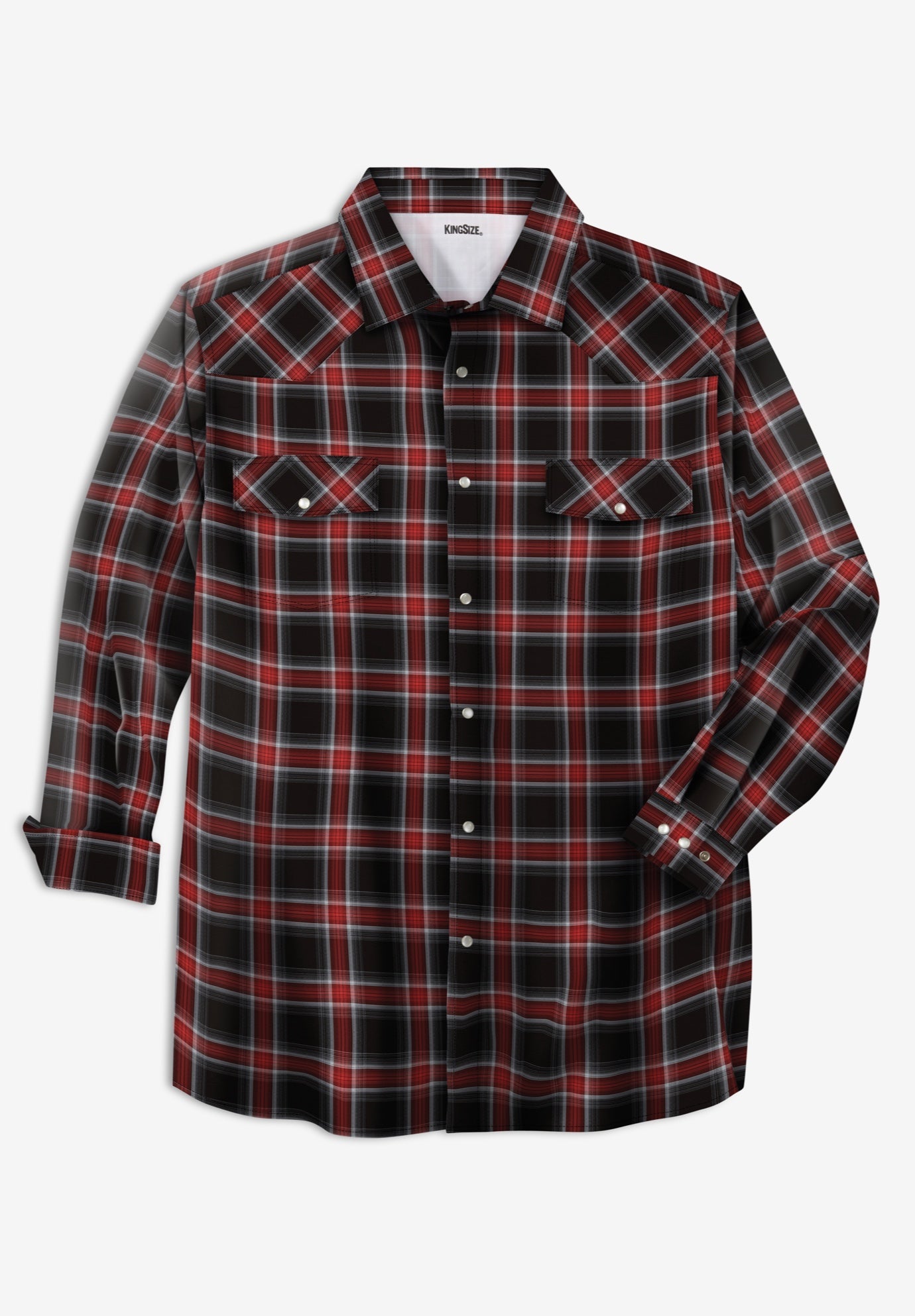 Western Snap Front Shirt - Relaxed Fit Classic, Black Plaid | King