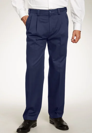 Classic Fit Wrinkle-Free Expandable Waist Pleat Front Pants