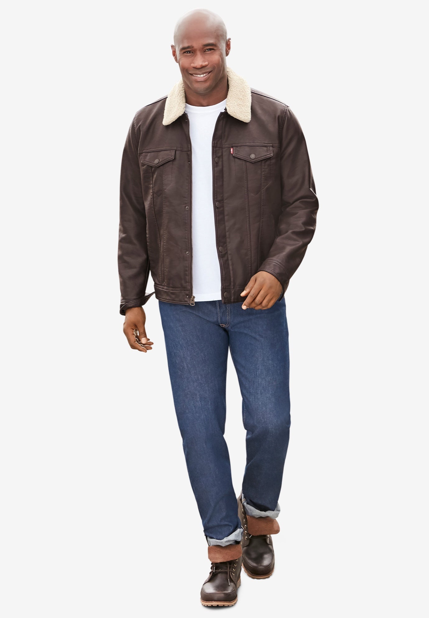 levi's classic faux leather trucker jacket