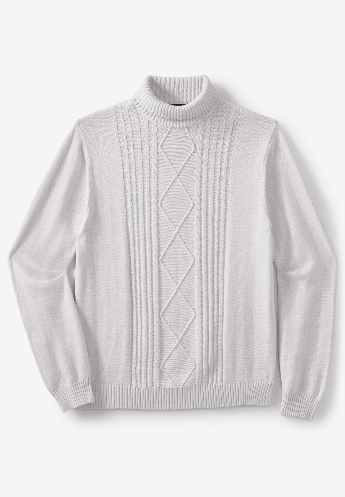 white knit turtleneck sweater