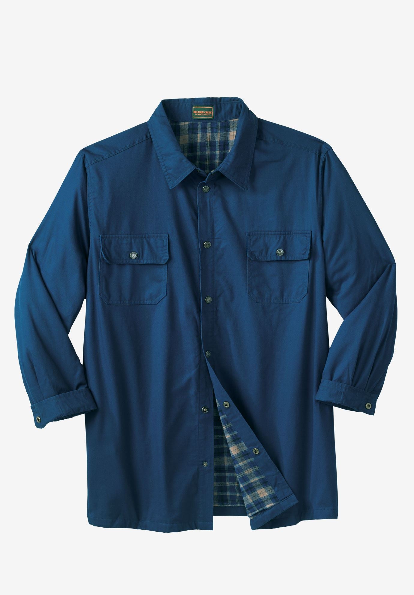 FlannelLined Twill Shirt Jacket by Boulder Creek® Big and Tall