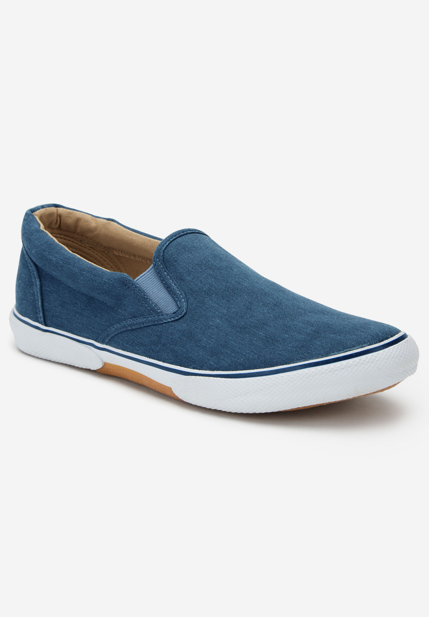 blue canvas slip on shoes