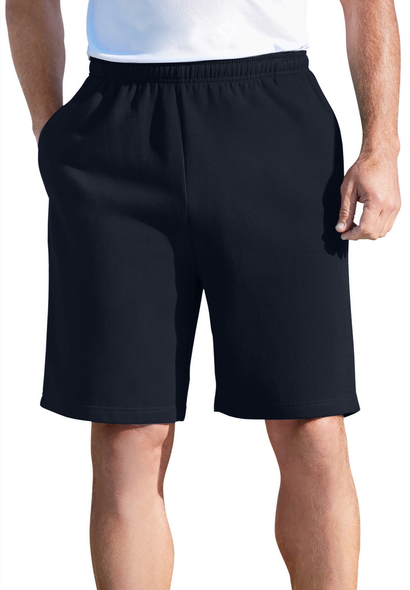 Fleece Shorts with Drawstring Waist, Relaxed Fit, Black | King Size