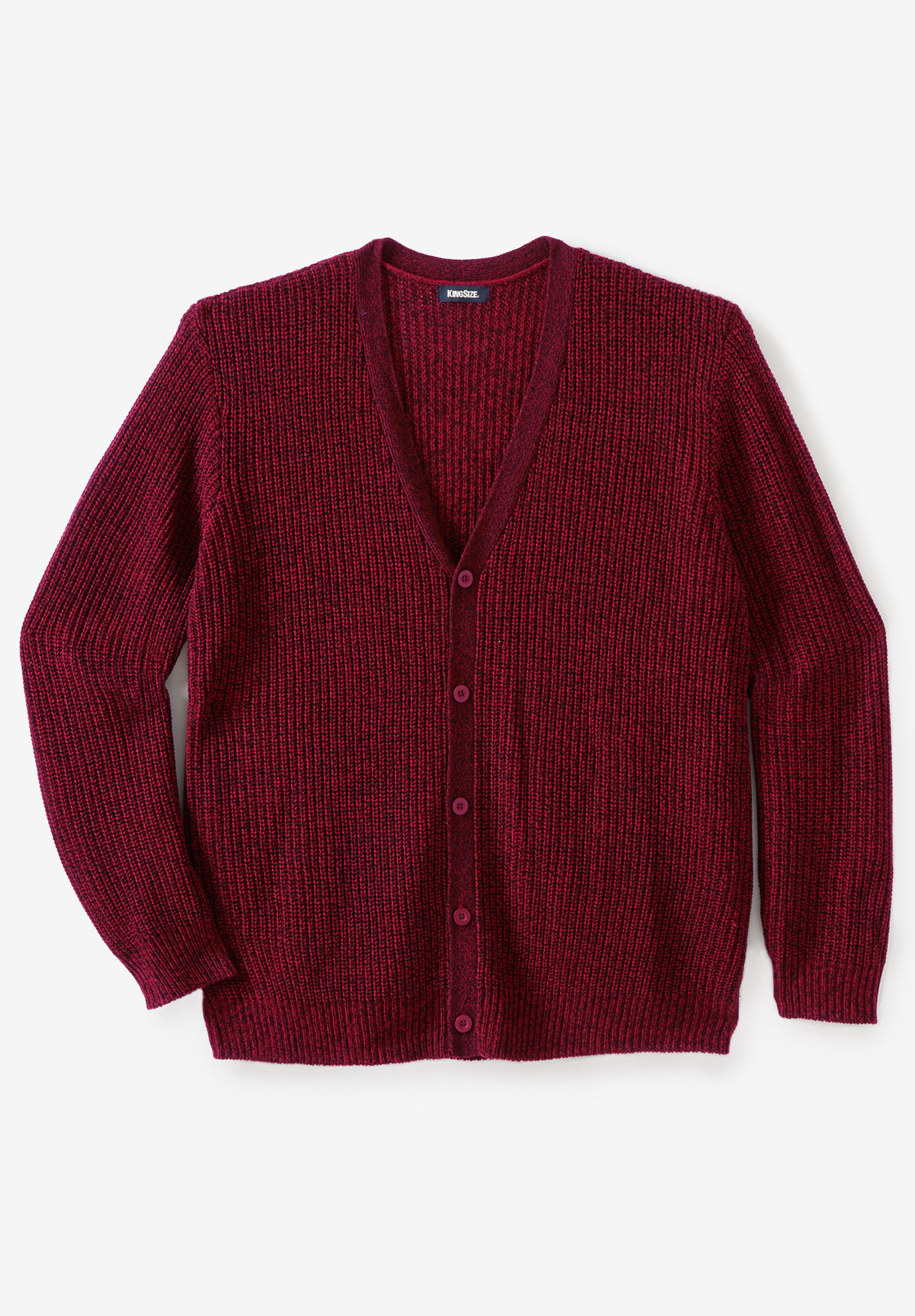 Shaker Knit V-Neck Cardigan Sweater | King Size