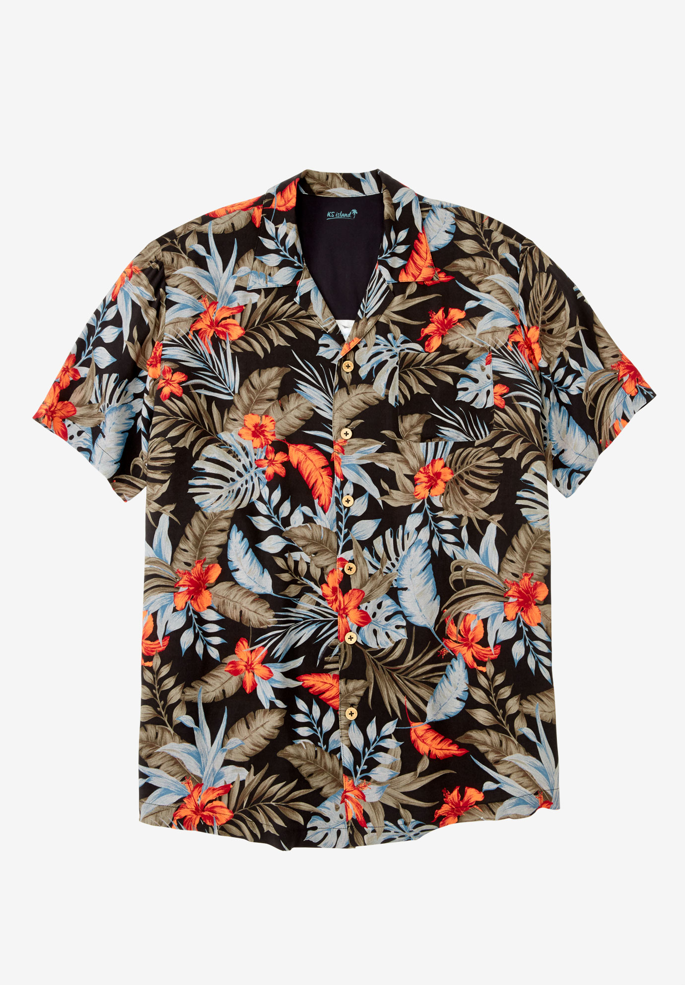 KS Island™ Tropical Caribbean Camp Shirt| Big and Tall Casual Shirts ...