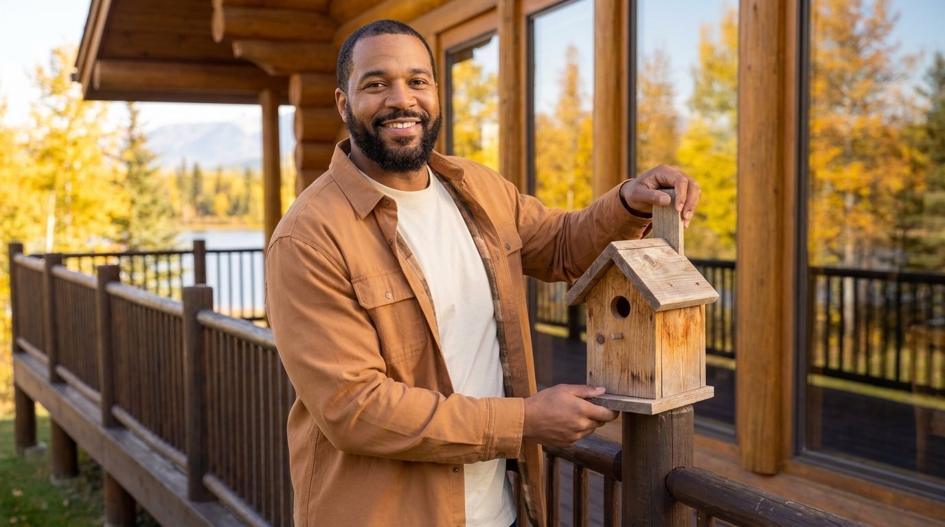 Man wearing a flannel-lined shirt jacket open over a tee on a cool fall day