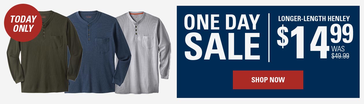 One Day Sale: Longer-Length Henley from $14.99