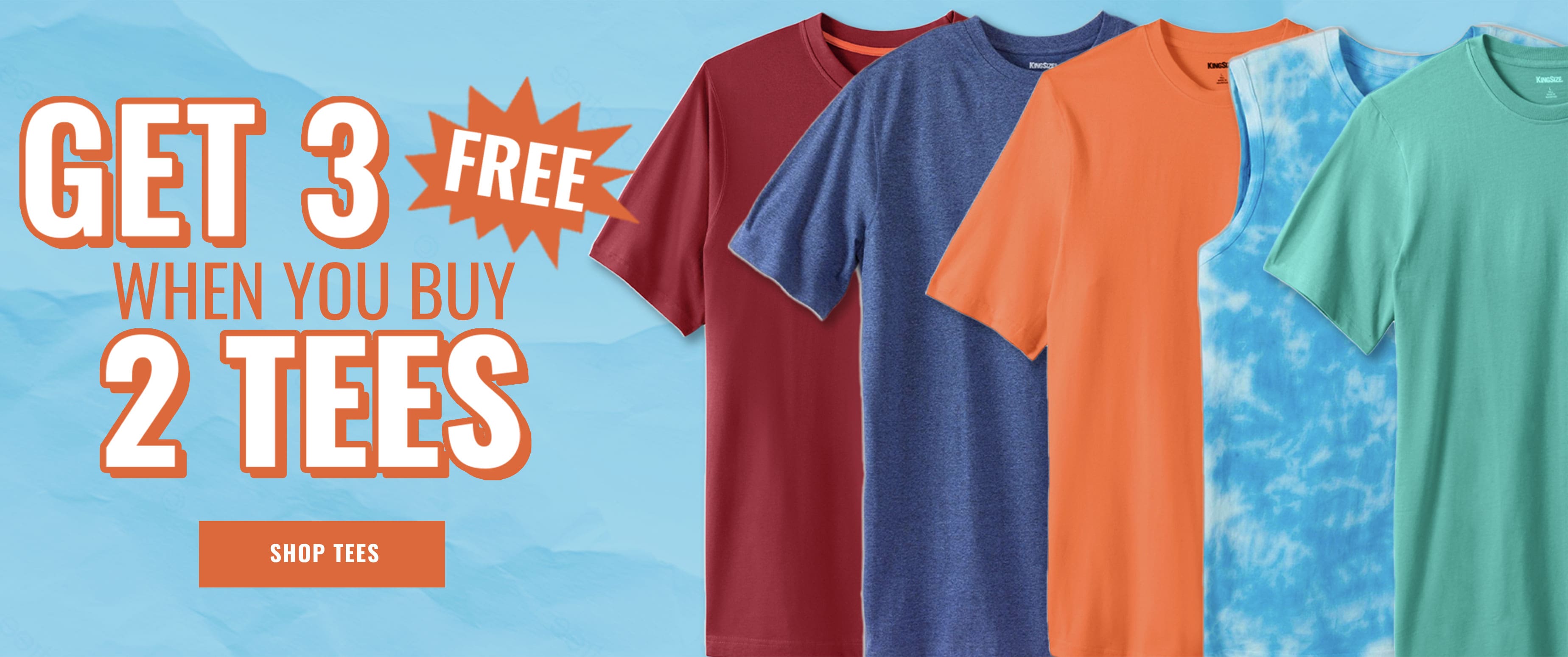 get 3 free tees when you buy 2! - shop now