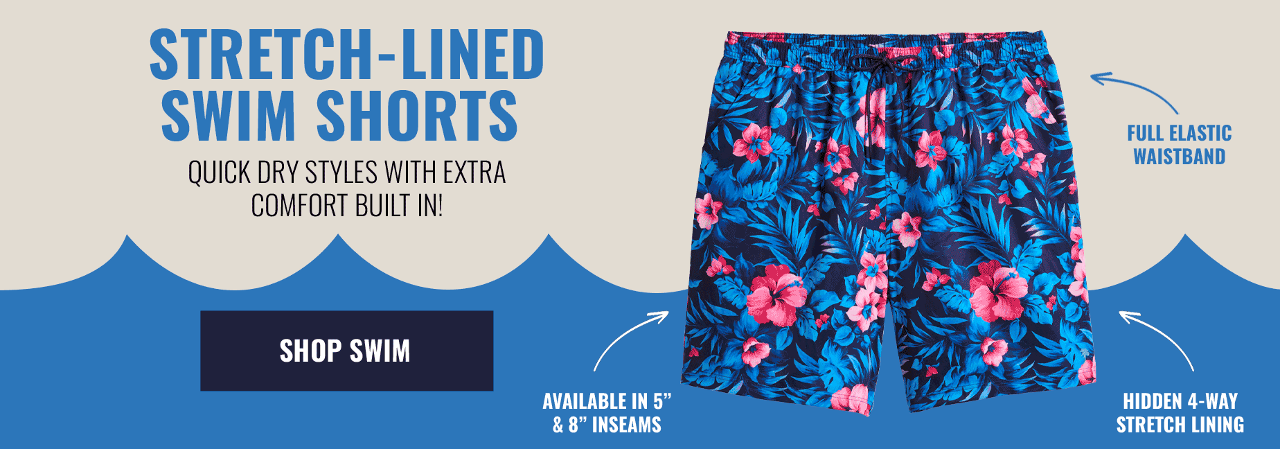 stretch-lined swim shorts