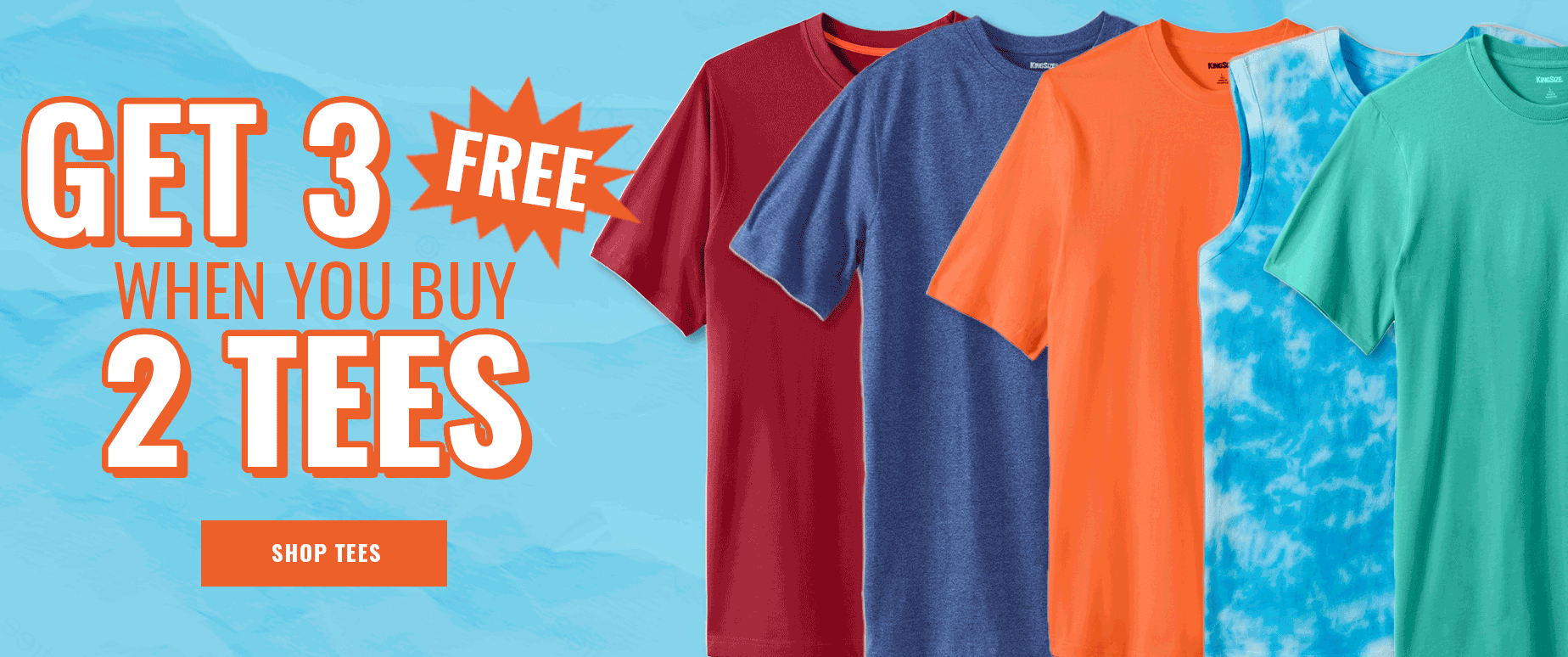 get 3 free tees when you buy 2! - shop now